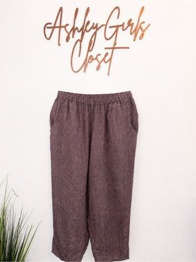 FLAX by Jeanne Engelhart 100% Linen Pull-On Pants Small